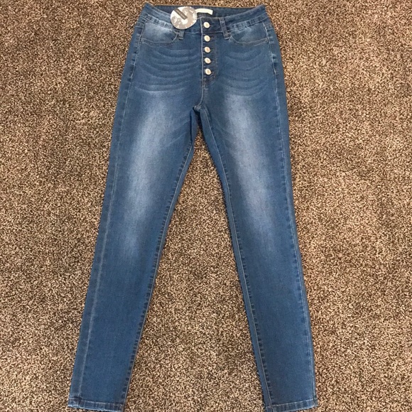 Stevie Hender High Waisted 5 Button Skinny Jeans - Picture 1 of 8